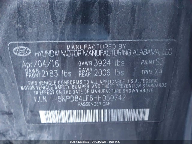 Hyundai ELANTRA SE 2017 5NPD84LF6HH050742 Image 9