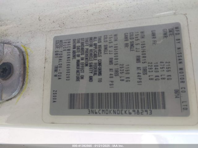 3N6CM0KN0EK698293 Nissan Nv200 S