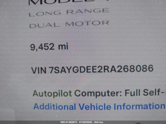 7SAYGDEE2RA268086 Tesla Model Y Long Range Dual Motor All-wheel Drive