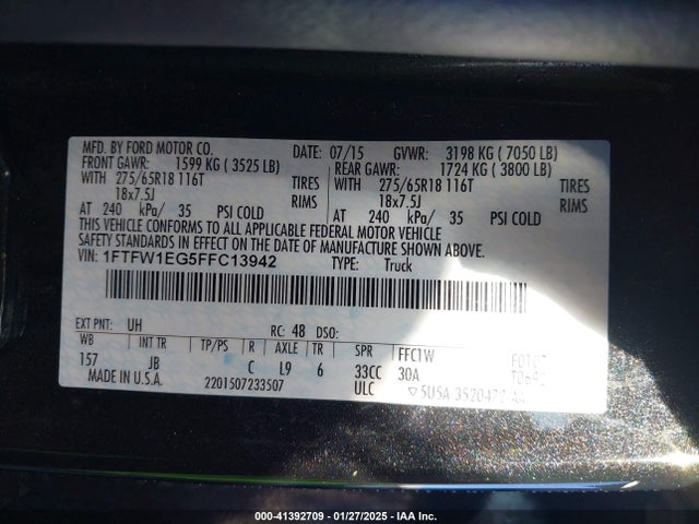 Ford F-150 Xlt 2015 1FTFW1EG5FFC13942 Image 9