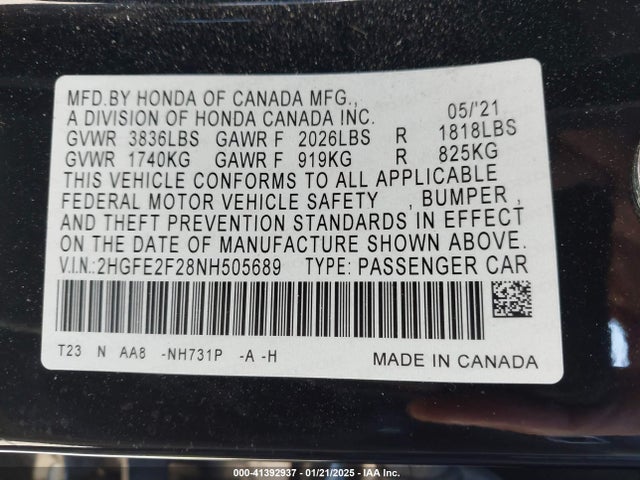 Honda Civic Lx 2022 2HGFE2F28NH505689 Image 9