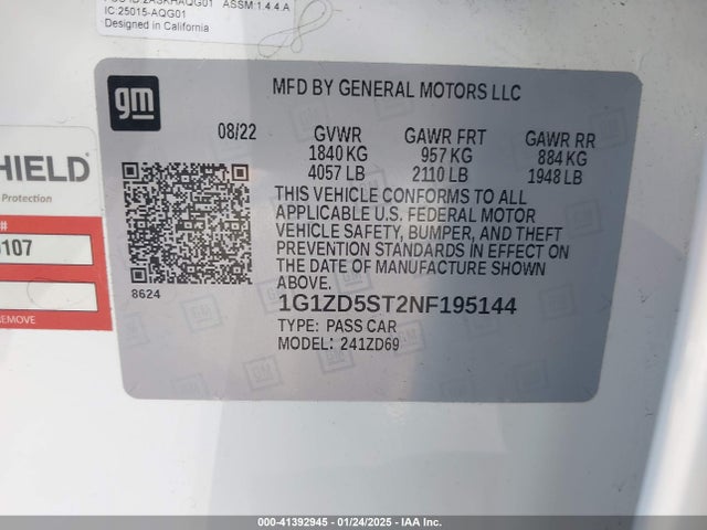 Chevrolet Malibu Fwd Lt 2022 1G1ZD5ST2NF195144 Image 9