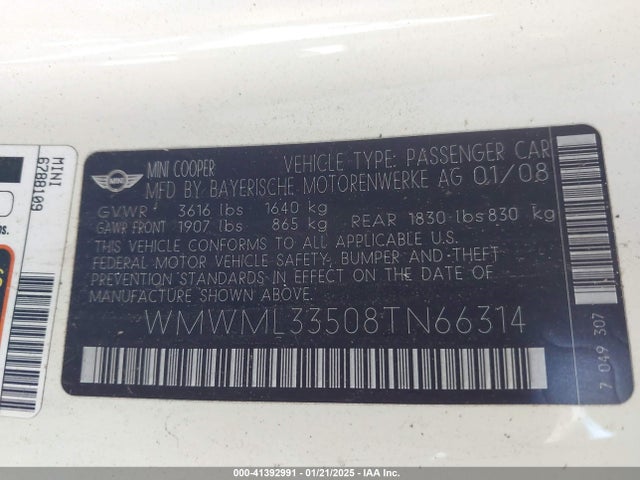 2008 MINI COOPER CLUBMAN WMWML33508TN66314 Photo 8