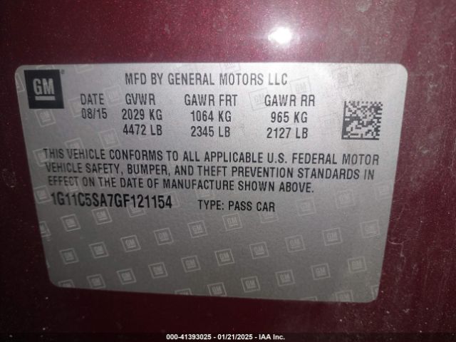 1G11C5SA7GF121154 Chevrolet Malibu Limited Lt