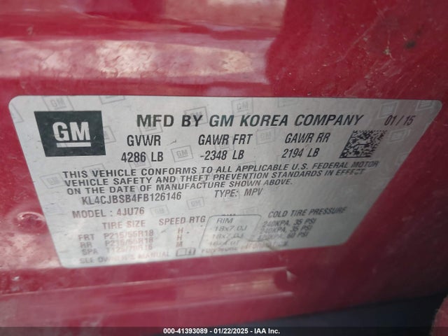 Buick Encore Convenience 2015 KL4CJBSB4FB126146 Image 9