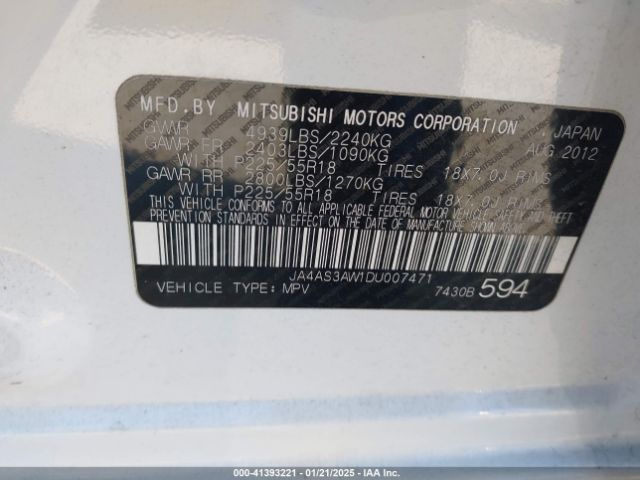 2013 MITSUBISHI OUTLANDER JA4AS3AW1DU007471 Photo 8
