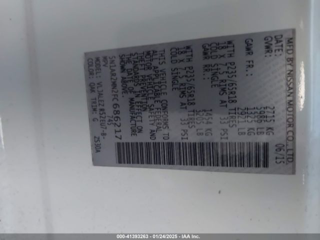 5N1AR2MN2FC686217 Nissan Pathfinder Platinum/s/sl/sv