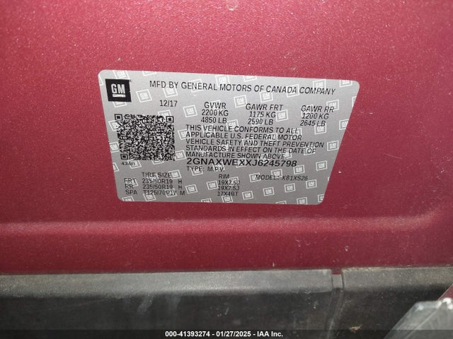 Chevrolet Equinox Premier 2018 2GNAXWEXXJ6245798 Image 9