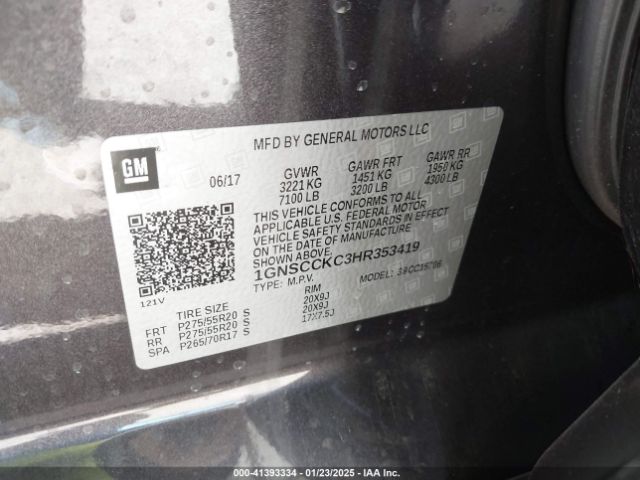 1GNSCCKC3HR353419 Chevrolet Tahoe Premier