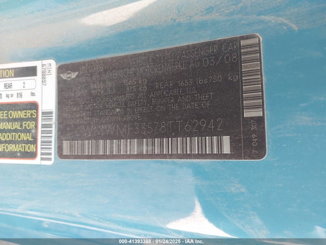 2008 MINI COOPER WMWMF33578TT62942 Photo 8