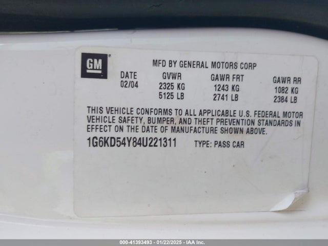 2004 CADILLAC DEVILLE 1G6KD54Y84U221311 Photo 8