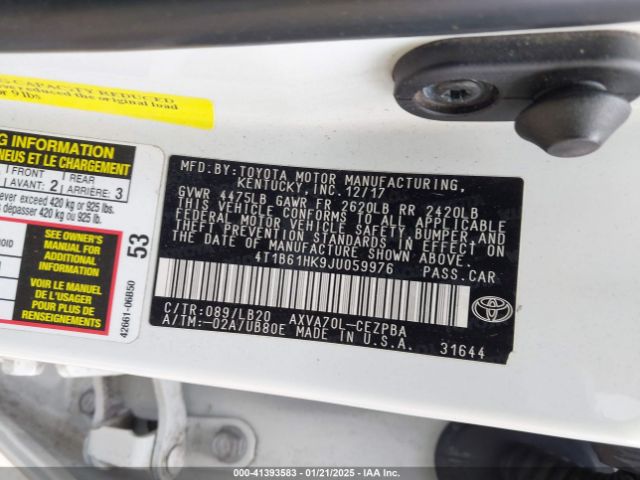 4T1B61HK9JU059976 Toyota CAMRY XSE