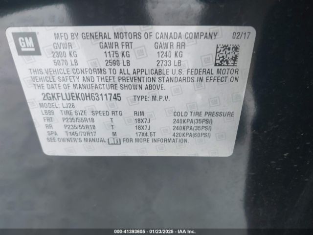 2GKFLUEK0H6311745 GMC Terrain Slt