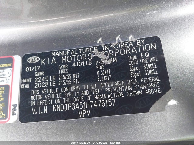 KIA SOUL + 2017 KNDJP3A51H7476157 Image 9