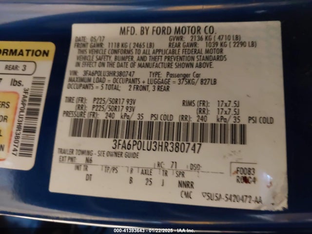Ford Fusion Hybrid Se 2017 3FA6P0LU3HR380747 Image 9