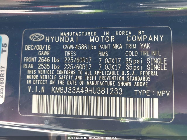 Hyundai Tucson Se Plus 2017 KM8J33A49HU381233 Image 9