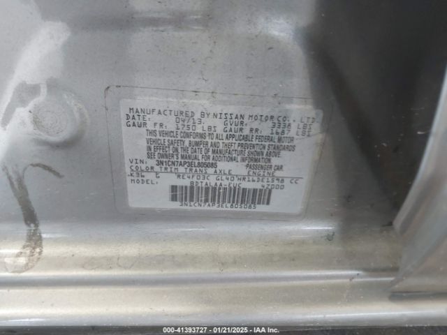 3N1CN7AP3EL805085 Nissan Versa 1.6 S