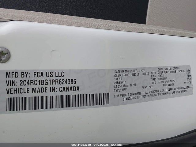 2C4RC1BG1PR624386 Chrysler Pacifica Touring L