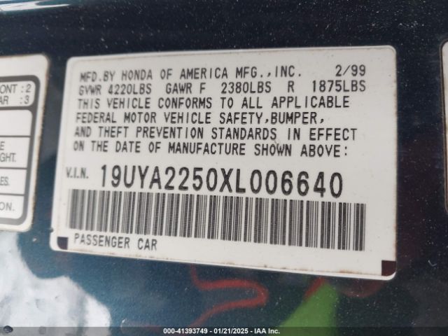 1999 ACURA CL 19UYA2250XL006640 Photo 8