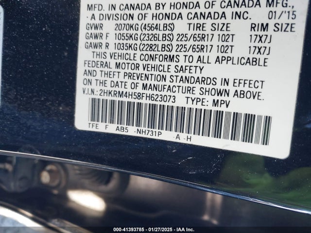 Honda CR-V EX 2015 2HKRM4H58FH623073 Image 9