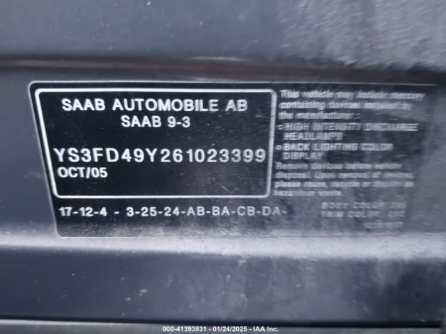 2006 SAAB 9-3 YS3FD49Y261023399 Photo 8