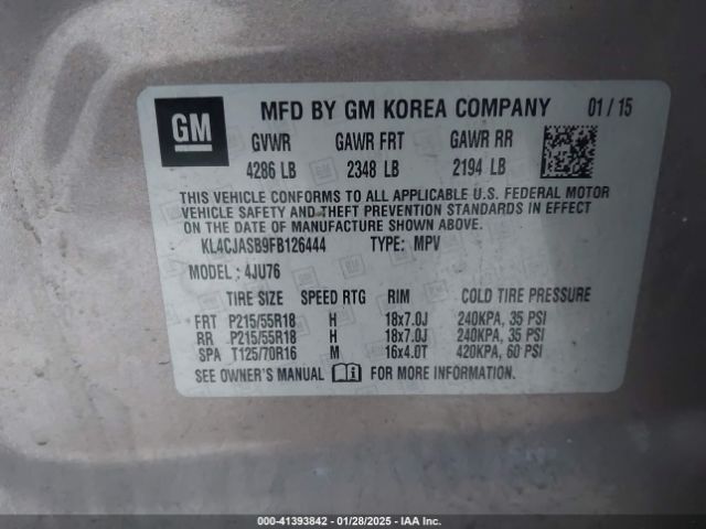 KL4CJASB9FB126444 Buick Encore