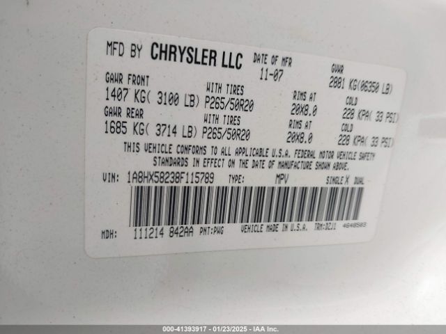 2008 CHRYSLER ASPEN 1A8HX58238F115789 Photo 8