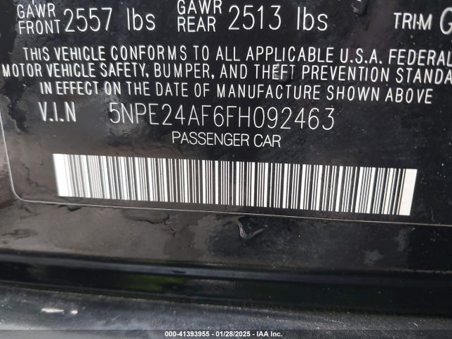 Hyundai SONATA SE 2015 5NPE24AF6FH092463 Image 9