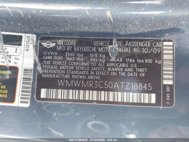 2010 MINI COOPER WMWMR3C50ATZ18845 Photo 8