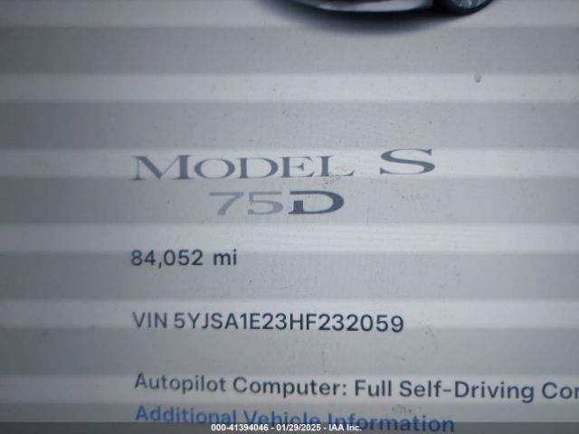 5YJSA1E23HF232059 Tesla MODEL S