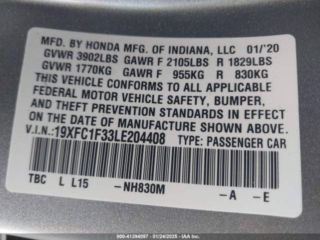 19XFC1F33LE204408 Honda CIVIC EX