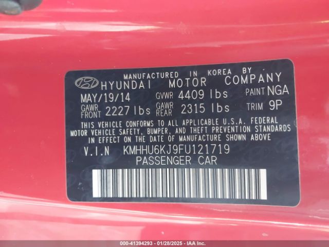 KMHHU6KJ9FU121719 Hyundai Genesis