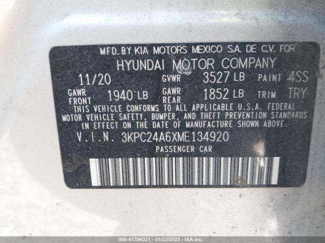 3KPC24A6XME134920 Hyundai ACCENT SE