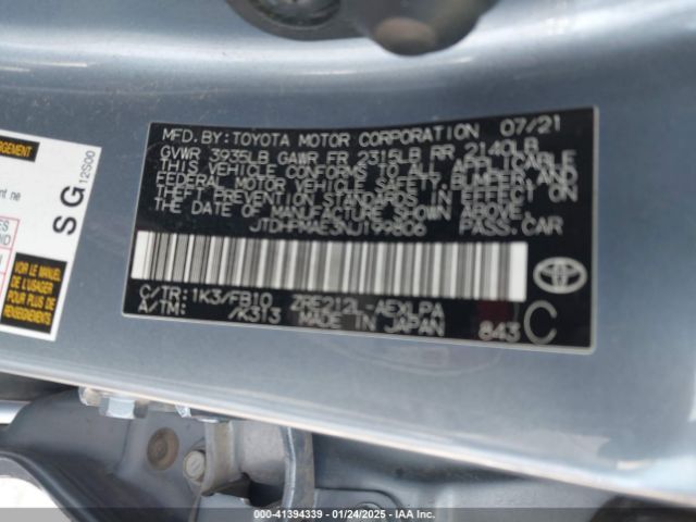JTDHPMAE3NJ199806 Toyota COROLLA LE