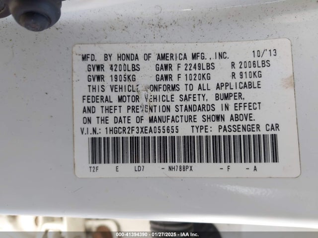 Honda ACCORD LX 2014 1HGCR2F3XEA055655 Image 9