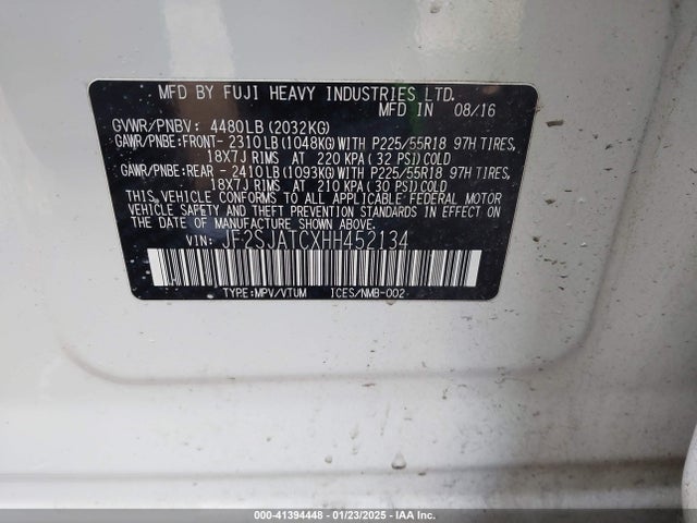 Subaru Forester 2.5i Touring 2017 JF2SJATCXHH452134 Image 9