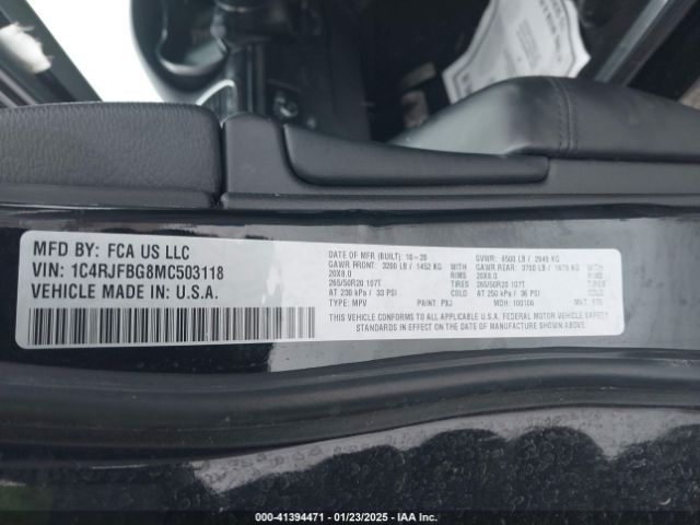 2021 JEEP GRAND CHEROKEE 1C4RJFBG8MC503118 Photo 8