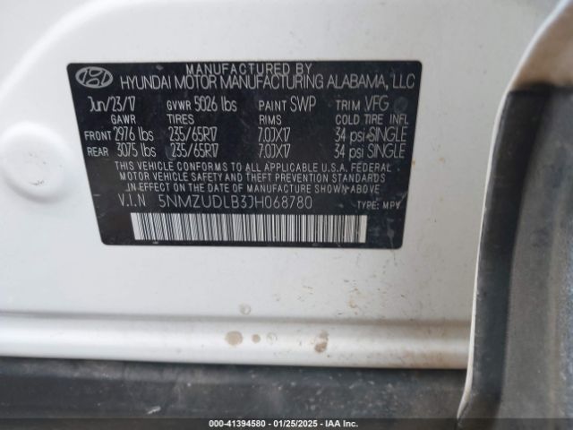 5NMZUDLB3JH068780 Hyundai Santa Fe Sport 2.4l