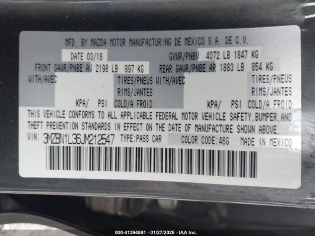 3MZBN1L36JM212547 Mazda Mazda3 Touring
