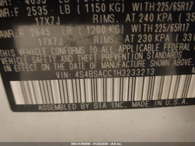 Subaru Outback 2.5i Premium 2017 4S4BSACC1H3233213 Image 9