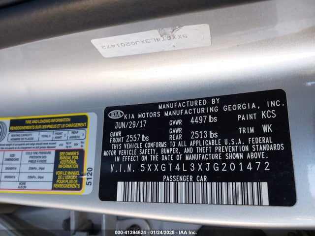 5XXGT4L3XJG201472 KIA Optima Lx