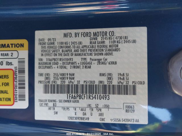 1FA6P8CF1R5410493 Ford Mustang Gt Premium Fastback
