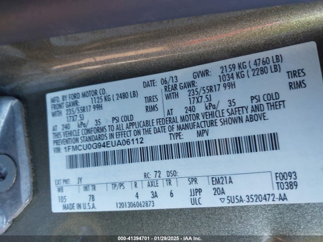1FMCU0G94EUA06112 Ford ESCAPE SE