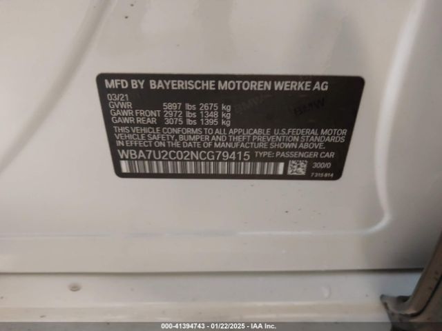 2022 BMW 750 WBA7U2C02NCG79415 Photo 8