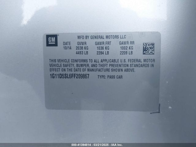 1G11D5SL6FF209867 Chevrolet MALIBU 2LT