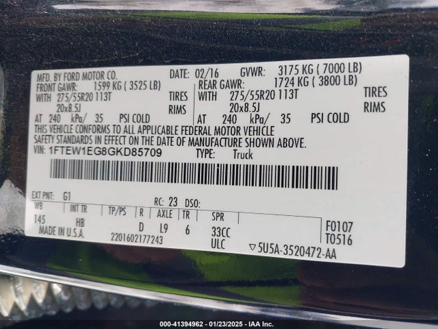 Ford F-150 Lariat 2016 1FTEW1EG8GKD85709 Image 9