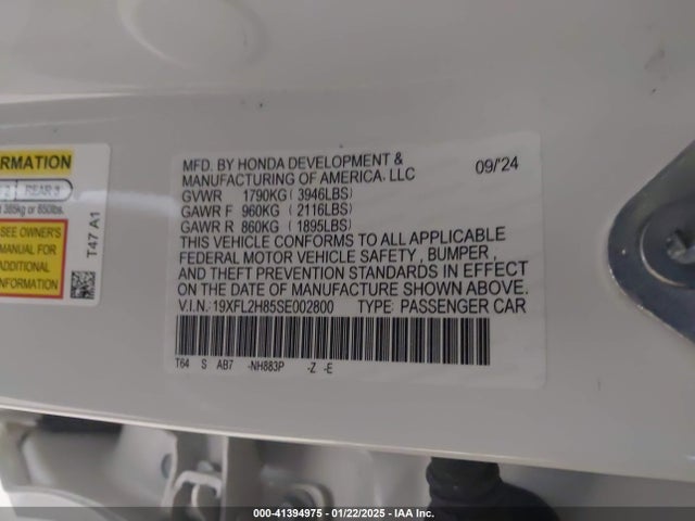 19XFL2H85SE002800 Honda Civic Sport