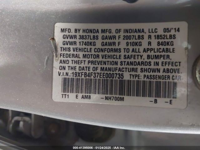 19XFB4F37EE000735 Honda CIVIC HYBRID