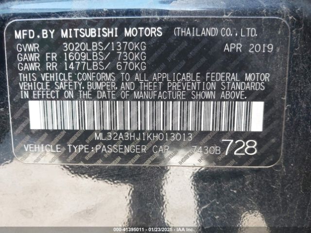 2019 MITSUBISHI MIRAGE ML32A3HJ1KH013013 Photo 8