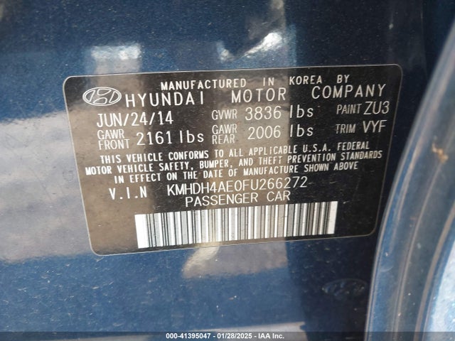 Hyundai ELANTRA SE 2015 KMHDH4AE0FU266272 Image 9